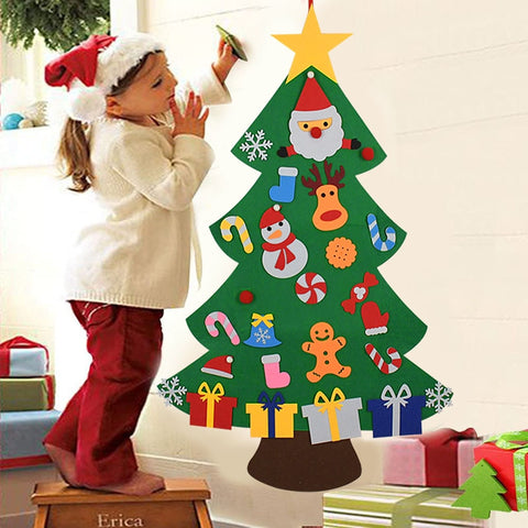 Kids DIY Felt Christmas Tree Christmas Decoration for Home Navidad 2021 New Year Gifts Christmas Ornaments Santa Claus Xmas Tree