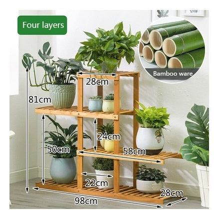 Solid wood flower shelf floor type multi-layer decoration balcony indoor living room green plant flowerpot