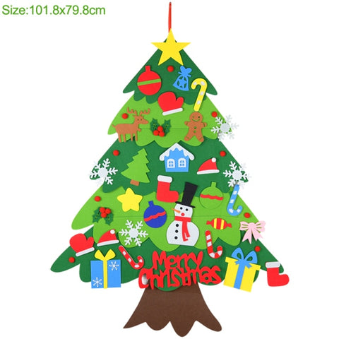 Kids DIY Felt Christmas Tree Christmas Decoration for Home Navidad 2021 New Year Gifts Christmas Ornaments Santa Claus Xmas Tree