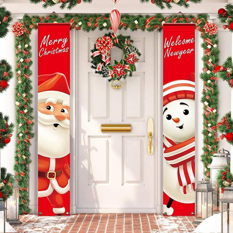 Christmas Door Decoration 2021 Merry Christmas Banner Decor for Home Hanging Christmas Ornament Navidad Happy New Year Gift 2022