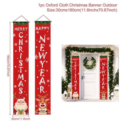 Christmas Door Decoration 2021 Merry Christmas Banner Decor for Home Hanging Christmas Ornament Navidad Happy New Year Gift 2022