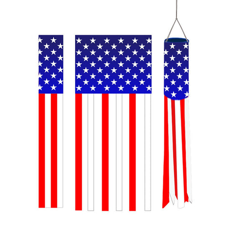 American Flag Windsock Outdoor Hanging 4th of July Decor with Printed Stars Fade Resistant Patriotic Decorations VJ-Drop