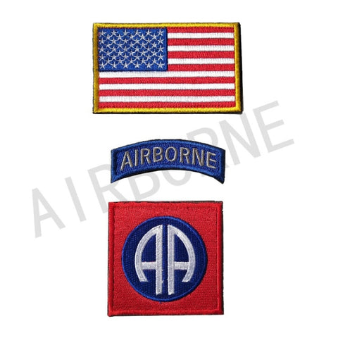 D82 Soldier 101 Airborne Embroidered Velcro Patch Camouflage Armband Sticker USA Flag Tactical Military Clothes Backpack Badge