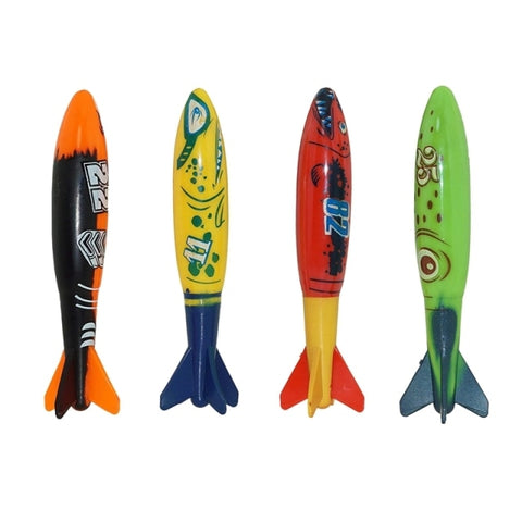 ZK20 4Pcs Summer Swimming Pool Diving Toys Children'S New Exotic Diving Torpedo Toys Swimming Pool Diving Thg Torpedo Toys Water