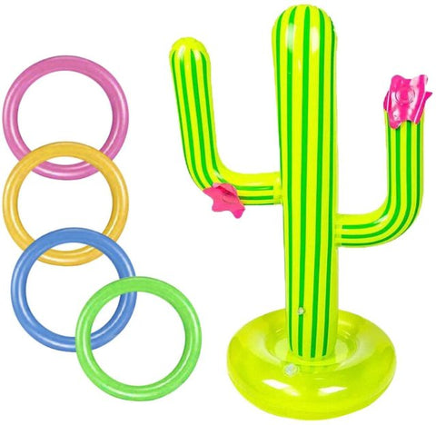 Summer Inflatable Cactus Swimming Pool Accessories Ring Toss Games Large Pool Float With 4 Ring Parent-child Outdoor Party Game